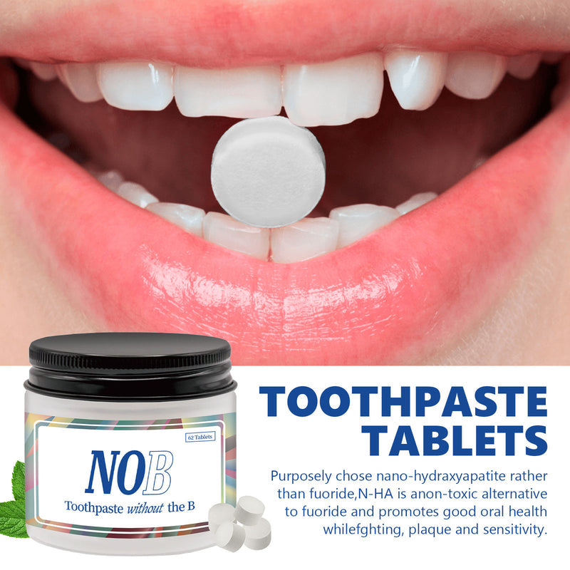 TABLETAS DE PASTA DENTAL NOB — SIN FLÚOR, CON HIDROXIAPATITA BLANQUEADORA